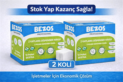 Z Katlamalı Dispenser Havlu 2 Katlı 20x22 cm %100 Selüloz 2 Koli Avantaj Paket