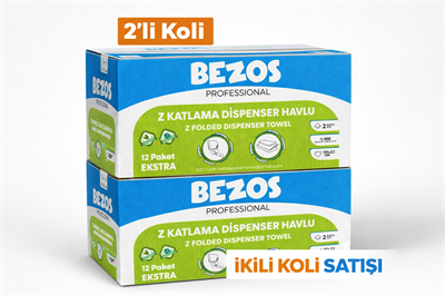 Z Katlamalı Dispenser Havlu 2 Katlı 20x22 cm %100 Selüloz 2 Koli Avantaj Paket