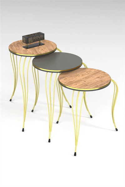 ZİGON SEHPA LÜKENS ÇİFT GOLD ANTRASİT CEVİZ