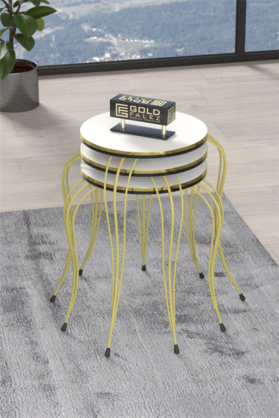 ZİGON SEHPA LÜKENS ÇİFT GOLD BEYAZ