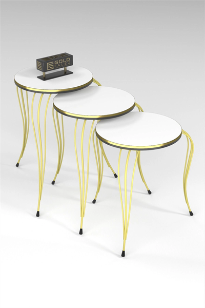 ZİGON SEHPA LÜKENS ÇİFT GOLD BEYAZ