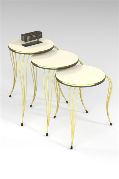 ZİGON SEHPA LÜKENS ÇİFT GOLD KREM