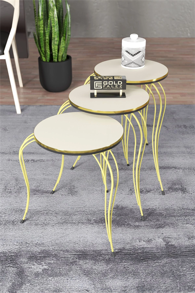 ZİGON SEHPA LÜKENS ÇİFT GOLD KREM