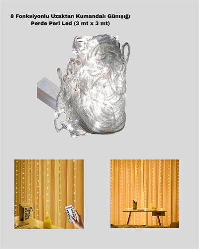 Zaman Ayarlı 8 Modlu Günışığı Perde Led Işık USB Çalışma