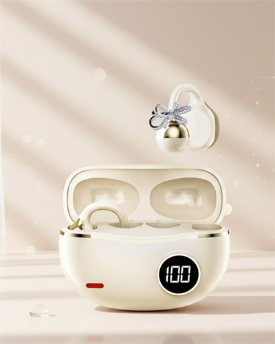 Zarif Tasarımlı Kablosuz Bluetooth Kulaklık Uzun Pil Ömrü 2 Kurdele Küpe Hediyeli