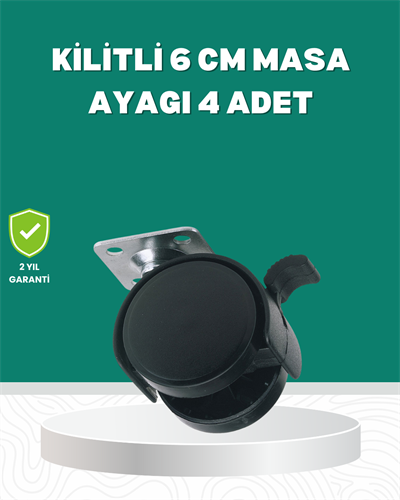 Zemin Korumalı Kilitli Ayak Tekerlek Seti 6 cm