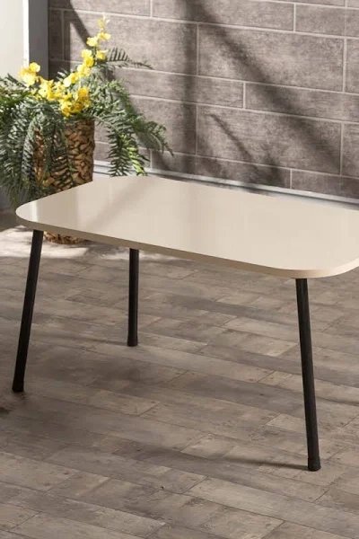 Zigon Sehpa  Ve Orta Sehpa Set Kr Metal Krem