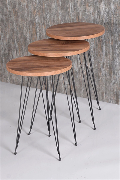 Zigon Sehpa 3 Lü Krem Tel Ayak