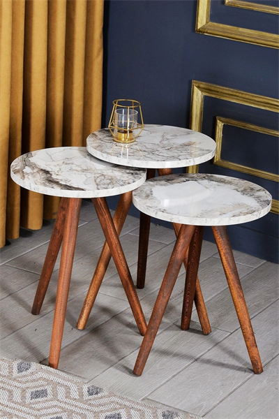 Zigon Sehpa 3lü Ahşap Orjinal Torna Ayak Efes 2083