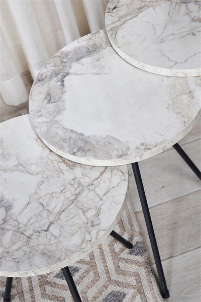 Zigon Sehpa 3lü Siyah Metal Ayak Efes 1017