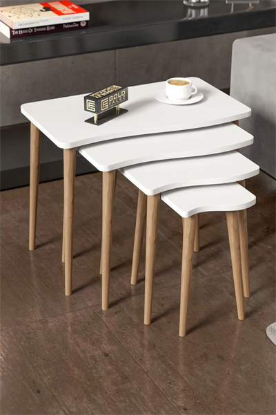 Zigon Sehpa Ahşap 4lü Beyaz KR