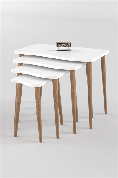 Zigon Sehpa Ahşap 4lü Beyaz KR