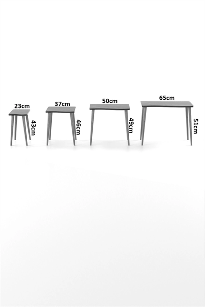 Zigon Sehpa Ahşap 4lü Beyaz KR