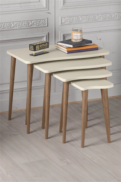 Zigon Sehpa Ahşap 4lü Krem KR