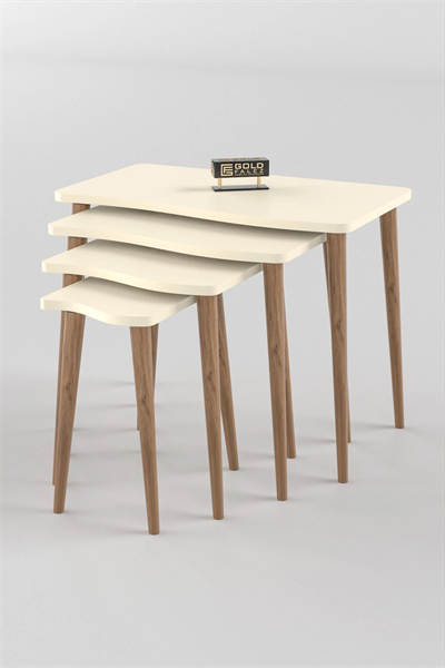 Zigon Sehpa Ahşap 4lü Krem KR