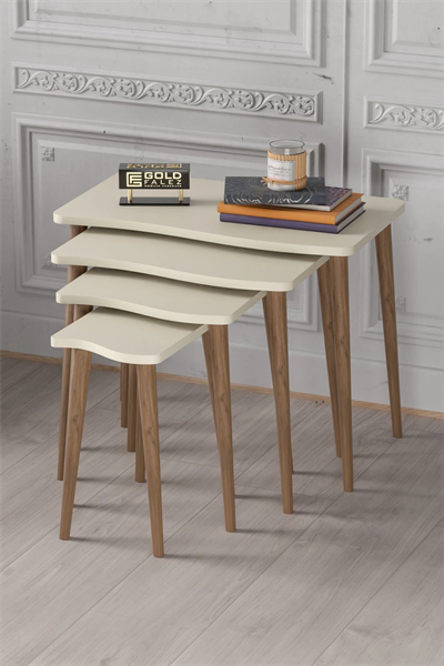 Zigon Sehpa Ahşap 4lü Krem KR