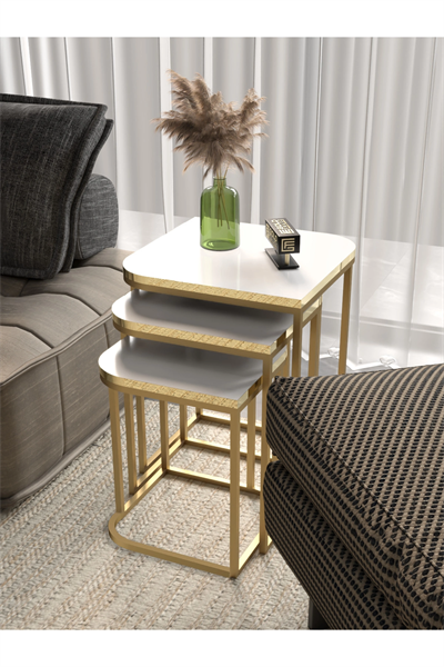 Zigon Sehpa Damla Gold Beyaz