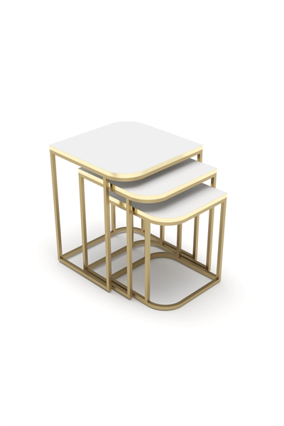 Zigon Sehpa Damla Gold Beyaz