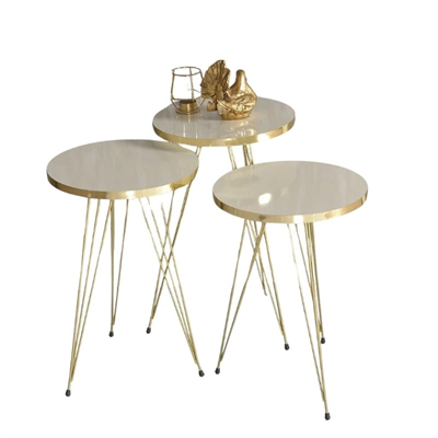 Zigon Sehpa Gold Krem Tel 1044