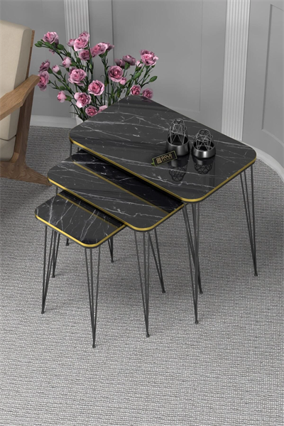 Zigon Sehpa Kr Çift Bendir Tel Siyah Ayak