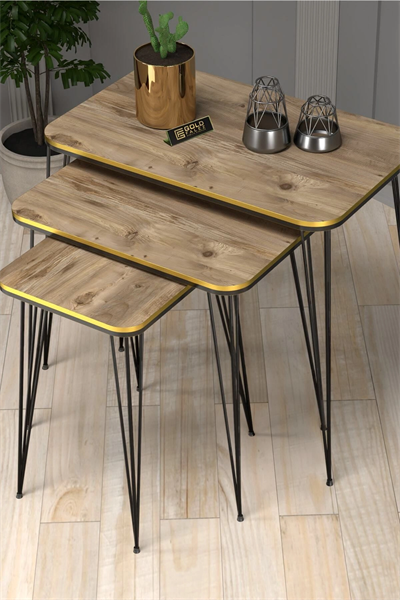 Zigon Sehpa Kr Çift Ceviz Tel Siyah Ayak