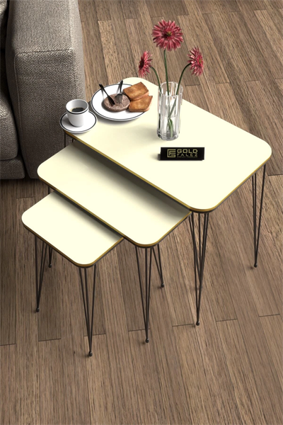 Zigon Sehpa Kr Çift Krem Tel Siyah Ayak