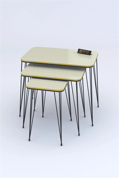 Zigon Sehpa Kr Çift Krem Tel Siyah Ayak