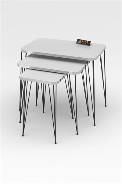 Zigon Sehpa Kr Gümüş Beyaz Tel Siyah Ayak