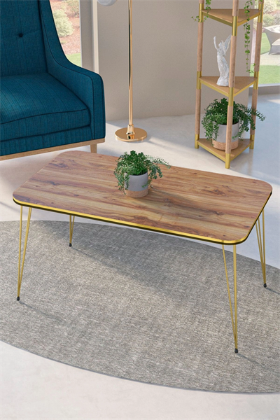 Zigon Sehpa Kr Ve Orta Sehpa Kr Set Çift Gold Ceviz Tel 1110