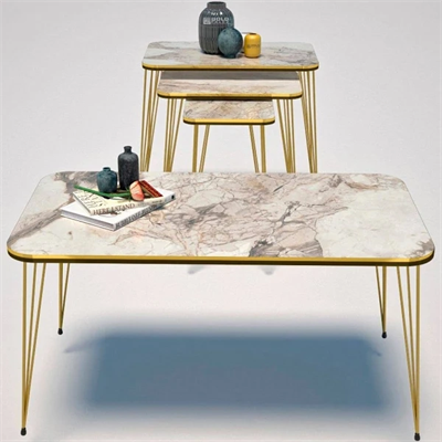 Zigon Sehpa Kr Ve Orta Sehpa Kr Set Çift Gold Efes Tel 1112