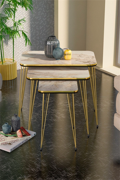 Zigon Sehpa Kr Ve Orta Sehpa Kr Set Çift Gold Efes Tel 1112