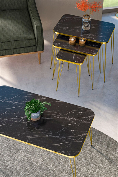 Zigon Sehpa Kr Ve Orta Sehpa Kr Set Gold Bendir Tel 1107