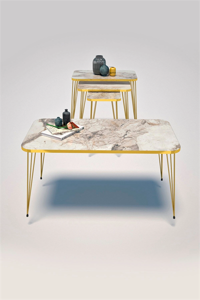 Zigon Sehpa Kr Ve Orta Sehpa Kr Set Gold Efes Tel 1106