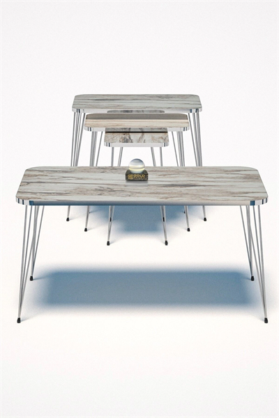 Zigon Sehpa Kr Ve Orta Sehpa Kr Set Gümüş Efes Tel