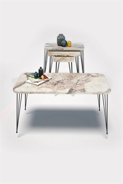 Zigon Sehpa Kr Ve Orta Sehpa Kr Set Siyah Ayak Efes Tel 1103