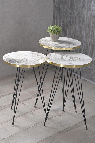 Zigon Sehpa Siyah Tel Ayak Altın Efes 1052