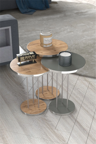 Zigon Sehpa Terra Gümüş Ceviz Antrasit