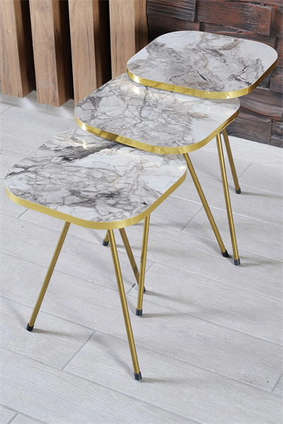 Zigon Sehpa Ve Orta Sehpa Kombin Set Altın Efes 3101