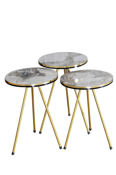 Zigon Sehpa Ve Orta Sehpa Kr Set Çift Gold Efes Metal