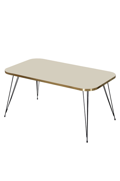 Zigon Sehpa Ve Orta Sehpa Kr Set Siyah Tel Ayak Altın Krem