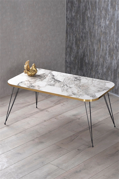 Zigon Sehpa Ve Orta Sehpa Kr Set Siyah Tel Ayak Altın Efes