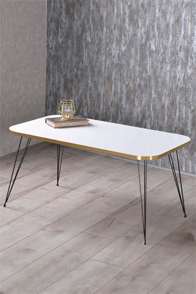 Zigon Sehpa Ve Orta Sehpa Kr Set Siyah Tel Ayak Altın Beyaz