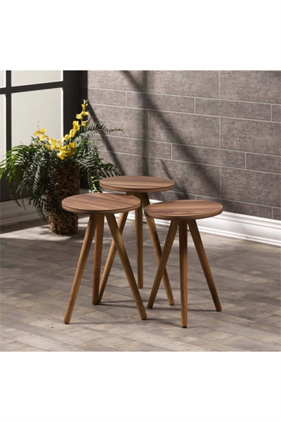 Zigon Sehpa Ve Orta Sehpa Kr Torna Ceviz Set 3006