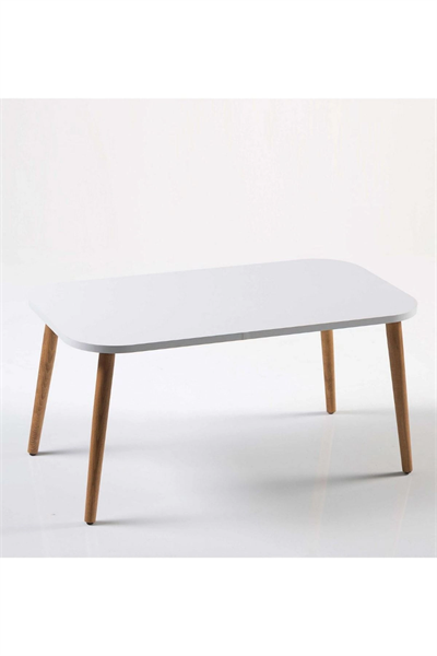 Zigon Sehpa Ve Orta Sehpa Set Ahşap Kr Torna Beyaz