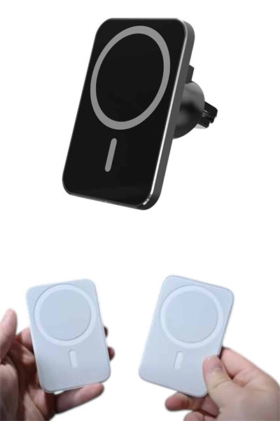 araç uyumlu Kablosuz 15W Taşınabilir Şarj Aleti Çift Kablo