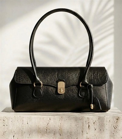 Gold Kilit Detaylı Geniş Kadın Kol Çantası