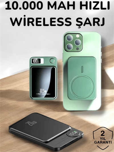 iOS Uyumlu 22.5W Hızlı Şarj Magsafe Powerbank Dijital Göstergeli 10.000 mAh