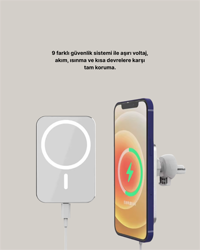 iPhone Serileri ile Uyumlu MagSafe Manyetik Araç Telefon Tutucu ve Şarj Cihazı