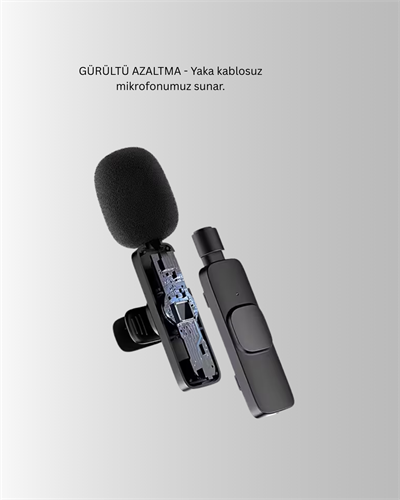 iPhone Uyumlu Çift Mikrofonlu Kablosuz Yaka Seti Profesyonel Ses