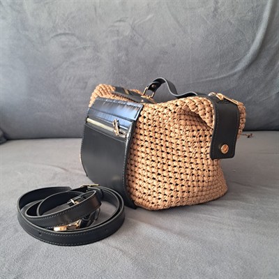 Kahverengi derili bej Çanta